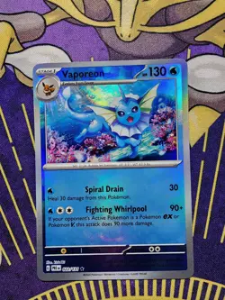 Pokemon Vaporeon 022/131 Sv: Prismatic Evolutions Rare Holo Master Ball 2025 - Image 2