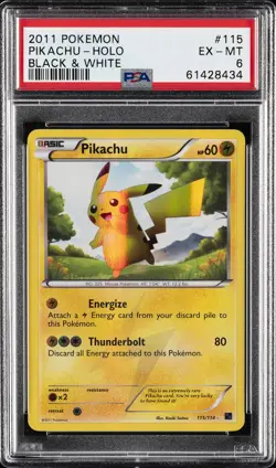 2011 POKEMON B&W #115 PIKACHU-HOLO PSA 6 - Image 1
