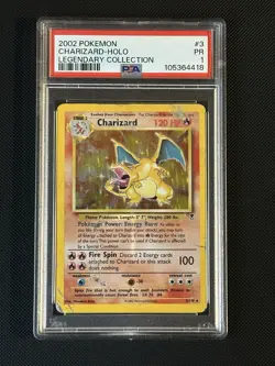 2002 POKEMON LEGENDARY COLLECTION #3 CHARIZARD-HOLO LEGENDARY COLLECTION PSA 1 - Image 4