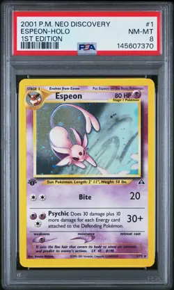 2001 POKEMON NEO DISCOVERY 1ST EDITION #1 ESPEON-HOLO PSA 8 - Image 1