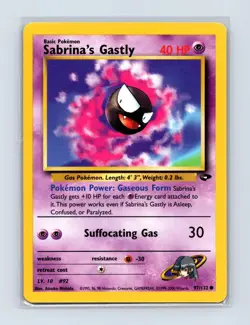 Sabrina's Gastly 97/132 Common Gym Challenge Pokemon Unlimited Lightly Played - Image 1
