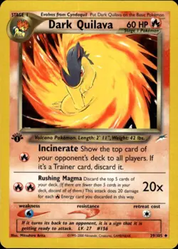 Pokemon Dark Quilava 39/105 Neo Destiny 1st Edition Uncommon Near Mint - Image 1