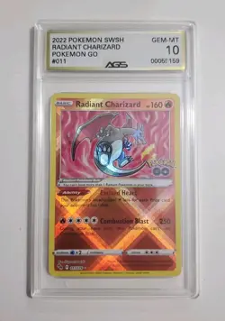 Radiant Charizard AGS Gem MT 10- SWSH 011/078 - Pokemon GO 2022 - Image 1