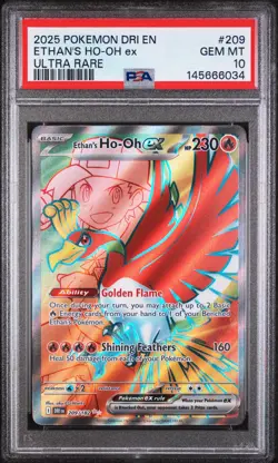 2025 POKEMON DRI EN-DESTINED RIVALS ULTRA RARE #209 ETHAN'S HO-OH EX PSA 10 - Image 1