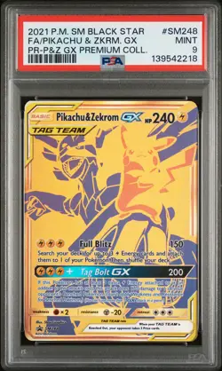 2021 POKEMON SM BLACK STAR PROMO #SM248 FULL ART/PIKACHU & ZEKROM GX PSA 9 - Image 1