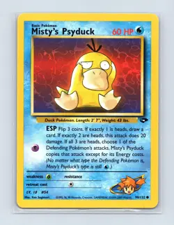 Misty's Psyduck 90/132 Common Gym Challenge Pokemon Unlimited Lightly Played - Image 1