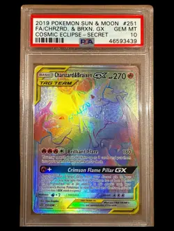 ‼Charizard & Braixen GX #251 Pokemon Cosmic Eclipse PSA GRADE 10! SHIPS FAST💨 - Image 1
