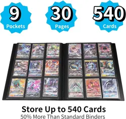 Trading Card Binder - 9 Pocket 540 Cards holder | Sports | TCG | Elastic | Black - Image 2