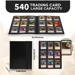 Trading Card Binder - 9 Pocket 540 Cards holder | Sports | TCG | Elastic | Black - Image 3