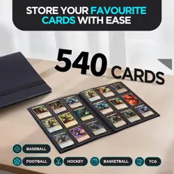 Trading Card Binder - 9 Pocket 540 Cards holder | Sports | TCG | Elastic | Black - Image 4