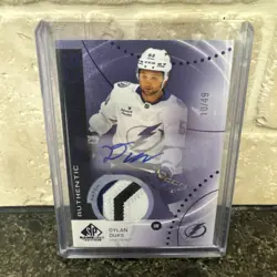 2025-26 Upper Deck SP Game Used Dylan Duke Purple Auto Patch Mem AR-DD 10/49 - Image 1
