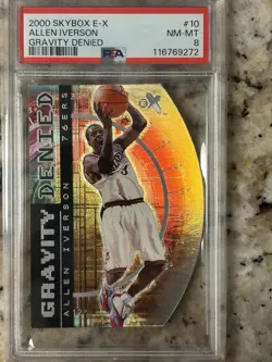 2000 Skybox E-X Allen Iverson Gravity Denied Die Cut Insert Card PSA 8 LOW POP - Image 1