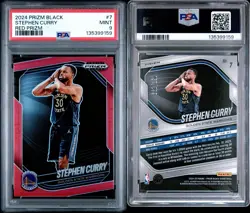 ✅ 2024 Panini Prizm Black Stephen Curry Red Prizm /299 Rare Nite Nite PSA 9 Mint - Image 3