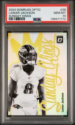 2024 PANINI DONRUSS OPTIC SUNDAY KINGS LAMAR JACKSON #28 - PSA 10 - Image 3