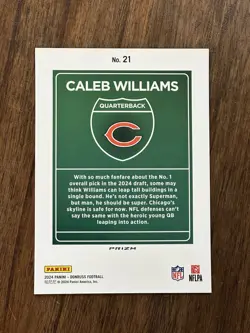 Caleb Williams 2024 Panini Donruss Oversized Rookie Downtown #21 - Chicago Bears - Image 2