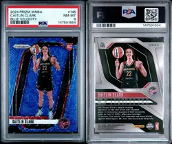 2024 Panini Prizm WNBA Caitlin Clark #145 Blue Velocity PSA 8 Parallel RC Rookie - Image 3