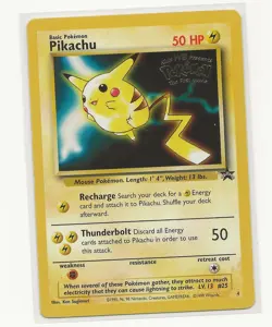 Pokemon PIKACHU #4 Kids WB Presents Pokemon The First Movie promo card - Image 1