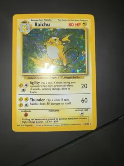Pokemon TCG Raichu Holo Rare Card Base Set 14/102 1999-2000 Wizards Copyright - Image 1