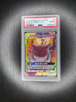 Pokemon TCG 2019 Sun & Moon Team Up Gengar & Mimikyu GX 53/181 PSA 8 NM-MT - Image 1