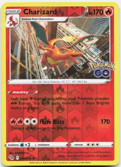 Charizard Reverse Holo Holo Rare Pokemon GO 010/078 NM - Image 1