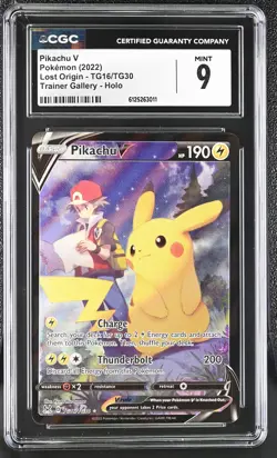 Pikachu V TG16/TG30 Trainer Gallery Holo Lost Origin Pokemon CGC 9 Mint - Image 1