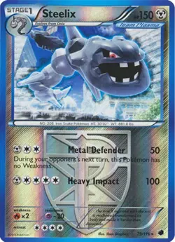 Lightly Played Steelix - 79/116 - Rare - Reverse Holo Pokemon Plasma Freeze - Image 1