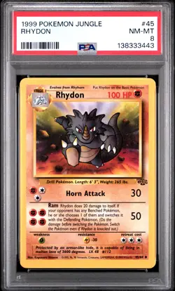1999 POKEMON JUNGLE #45 RHYDON PSA 8 - Image 1