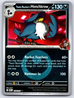 TEAM ROCKET'S HONCHKROW 127/217 ENERGY REVERSE HOLO ASCENDED HEROES POKEMON NM - Image 1