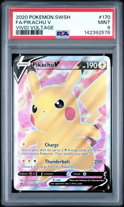 Pokemon Pikachu V (Full Art) 170/185 Swsh04: Vivid Voltage Holo PSA 9 - Image 1