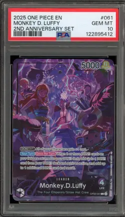 One Piece CCG Monkey.D.Luffy 2nd Anniversary Set OP09-061 PSA 10 Gem Mint - Image 1