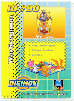 1999 Bandai Digimon WarGreymon DP 460 ID #90 Holo Foil Card - TCG - Image 2
