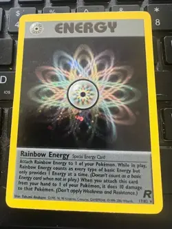 POKEMON HOLO FOIL CARD RAINBOW ENERGY ROCKET MINT - Image 1