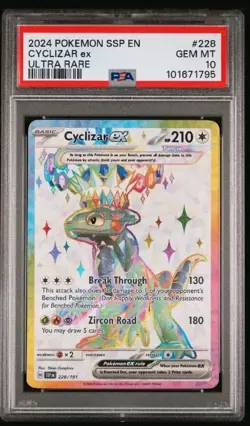 CYCLIZAR EX 2024 POKEMON SURGING SPARKS ULTRA RARE 228/191 PSA 10 GEM MINT - Image 1