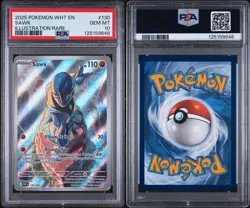 Pokemon 2025 Sawk 130/086 Full Art Illustration Rare White Flare GEM MINT PSA 10 - Image 2