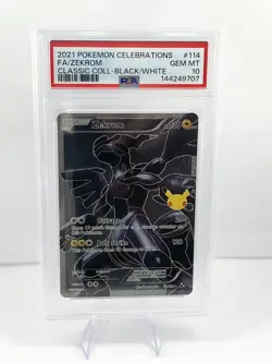 PSA 10 GEM MINT 2021 POKEMON CELEBRATIONS FULL ART ZEKROM BLACK/WHITE 114/114 - Image 1