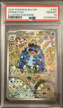 Seismitoad #105/086 - 2025 Pokemon SV: Black Bolt - GEM Mint PSA 10 - Image 1