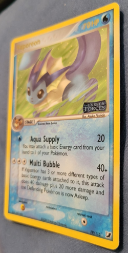 Vaporeon 19/115 Reverse Holo Stamped Unseen Forces Vintage Pokemon - Image 3