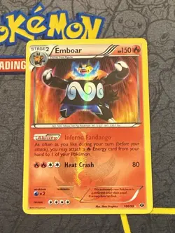 Pokemon TCG Emboar 100/99 Secret Rare Holo Next Destinies English Heavily Played - Image 1