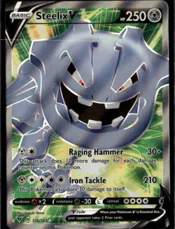 Steelix V (Full Art) Ultra Rare SWSH04: Vivid Voltage 176/185 Metal Pokemon Car - Image 1