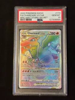 PSA 10 Charizard VSTAR Rainbow Secret Rare 174 Brilliant Stars Pokemon SWSH - Image 1