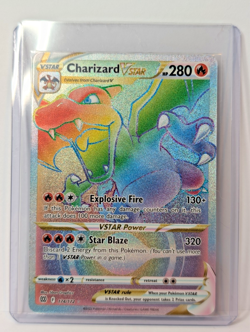 Pokemon TCG Charizard VSTAR Rainbow Secret Rare Card Brilliant Stars 174/172 - Image 1