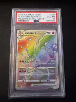 Pokemon TCG Charizard VSTAR Rainbow Secret Rare Brilliant Stars 174/172 PSA 10 - Image 1