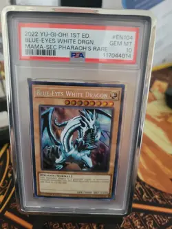 2022 Yu-Gi-Oh! Blue-Eyes White Dragon MAMA-EN104 Pharaoh Secret Rare PSA 10 - Image 3