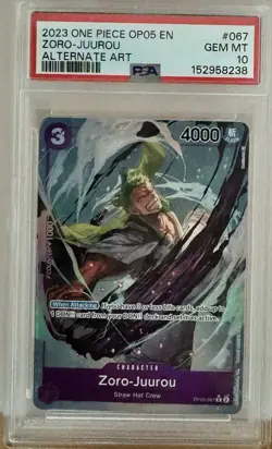 One Piece OP05-067 Zoro Juurou Alternate Alt Art English PSA 10 Gem Mint 2023 - Image 1