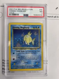 Pokemon TCG Shining Magikarp Neo Revelation Holo Card 66/64 PSA 7 - Image 1