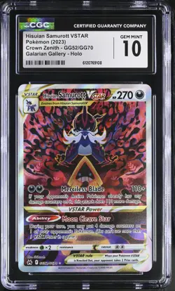 CGC 10 Hisuian Samurott VSTAR GG52/GG70 Holo Crown Zenith Pokemon Card - Image 1