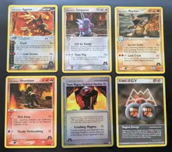 Lot 6 Team Magma cards from Team Aqua vs Team Magma (2004) - HOLO Aggron, others - Image 1