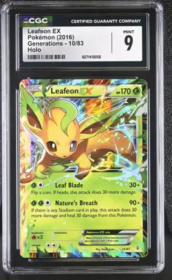 CGC 9 MINT Leafeon EX 2016 Generations 10/83 Holo Pokemon Card - Image 1