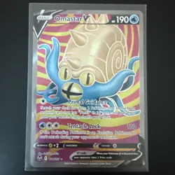 Pokemon TCG Omastar v Full Art Silver Tempest Holo Ultra Rare Card 174/195 - Image 1