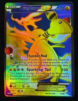 Ampharos EX 87/98 Ultra Rare Full Art Holo Rare Ancient Origins Pokemon Card NM - Image 1